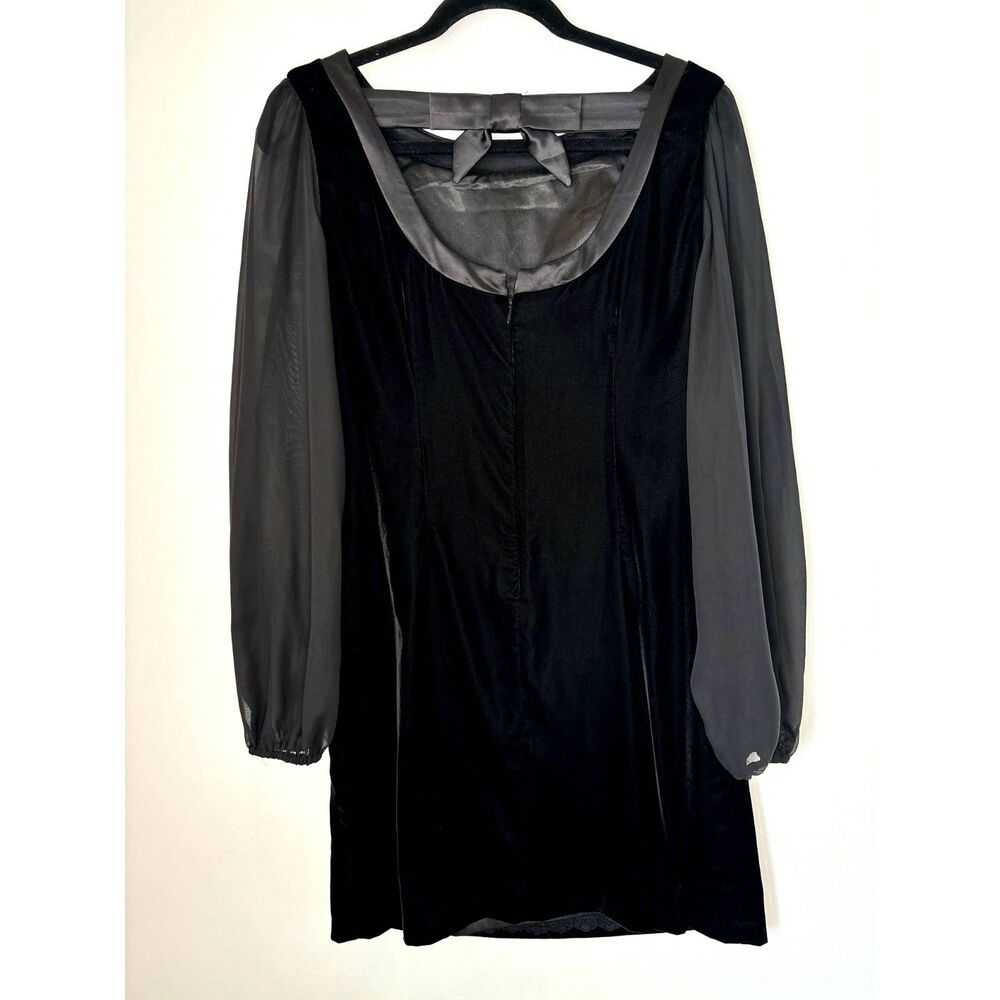 White House Black Market Velvet Black Evening dress Size 6 Whimsigoth Grunge b41